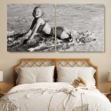 Marilyn Monroe on the Beach - 1952 — single-panel canvas in a bedroom