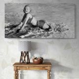 Marilyn Monroe on the Beach - 1952 — single-panel canvas above a console table