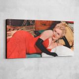 Marilyn Monroe Reclining in Red - 1955 — single-panel canvas shown on a pale studio wall