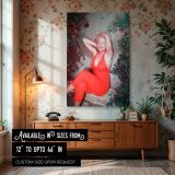 Marilyn Monroe Red Halter Jumpsuit - Joyful Retro Fashion Photo canvas wall art