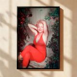 Marilyn Monroe Red Halter Jumpsuit - Joyful Retro Fashion Photo canvas wall art - Image 2