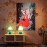 Marilyn Monroe Red Halter Jumpsuit - Joyful Retro Fashion Photo canvas wall art - Image 6