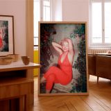 Marilyn Monroe Red Halter Jumpsuit - Joyful Retro Fashion Photo canvas wall art - Image 8