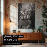 Marilyn Monroe Red Jumpsuit Pose - Classic Glam Smile in B&W canvas wall art