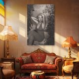 Marilyn Monroe Red Jumpsuit Pose - Classic Glam Smile in B&W canvas wall art - Image 4