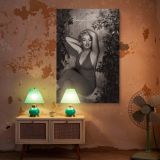 Marilyn Monroe Red Jumpsuit Pose - Classic Glam Smile in B&W canvas wall art - Image 6