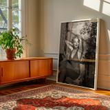 Marilyn Monroe Red Jumpsuit Pose - Classic Glam Smile in B&W canvas wall art - Image 7