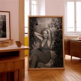 Marilyn Monroe Red Jumpsuit Pose - Classic Glam Smile in B&W canvas wall art - Image 8