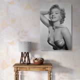 Marilyn Monroe Satin Gown and Jewelry - Black and White Hollywood Canvas