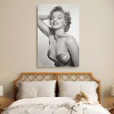Marilyn Monroe Satin Gown and Jewelry - Black and White Hollywood Canvas - Image 3