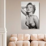 Marilyn Monroe Satin Gown and Jewelry - Black and White Hollywood Canvas - Image 5