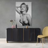 Marilyn Monroe Satin Gown and Jewelry - Black and White Hollywood Canvas - Image 7