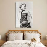 Marilyn Monroe Satin Gown Pose - Black and White Vintage Actress Print - Image 3