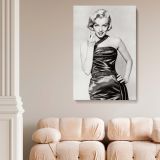 Marilyn Monroe Satin Gown Pose - Black and White Vintage Actress Print - Image 5