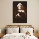 Marilyn Monroe Smiling in Feather Wrap - Classic Hollywood Canvas Wall Art - Image 3