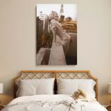 Marilyn Monroe Smoking on Rooftop - Vintage City Scene in Black and White canvas wall art - Image 3