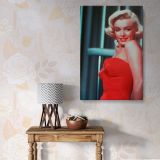 Marilyn Monroe Strapless Red Dress - Retro Canvas Wall Art for Movie Lovers