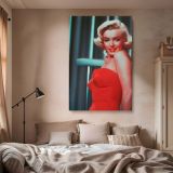 Marilyn Monroe Strapless Red Dress - Retro Canvas Wall Art for Movie Lovers - Image 2