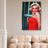 Marilyn Monroe Strapless Red Dress - Retro Canvas Wall Art for Movie Lovers - Image 5