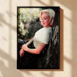 Marilyn Monroe Under Tree - Vintage Outdoor Portrait in White canvas wall art - Image 2