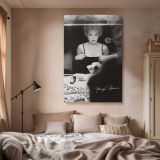 Marilyn Monroe Vanity Reflection - Classic Dressing Room Black and White Canvas - Image 2