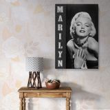Marilyn Monroe Vertical Text Canvas - Retro Black and White Hollywood Print
