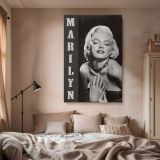 Marilyn Monroe Vertical Text Canvas - Retro Black and White Hollywood Print - Image 2