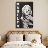 Marilyn Monroe Vertical Text Canvas - Retro Black and White Hollywood Print - Image 3