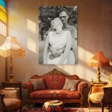 Marilyn Monroe with Arthur Miller - Vintage Love Scene Photo canvas wall art - Image 4