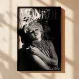 Marilyn Monroe with Cigarette - Bold Striped Turtleneck Portrait canvas wall art - Image 2