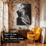 Marilyn Monroe with Cigarette - Bold Striped Turtleneck Portrait canvas wall art - Image 3
