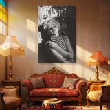 Marilyn Monroe with Cigarette - Bold Striped Turtleneck Portrait canvas wall art - Image 4