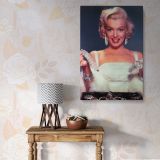 Marilyn Monroe with Diamonds - Smiling Glamour Pose in White Dress Canvas