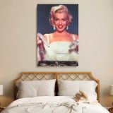Marilyn Monroe with Diamonds - Smiling Glamour Pose in White Dress Canvas - Image 3
