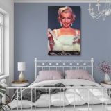Marilyn Monroe with Diamonds - Smiling Glamour Pose in White Dress Canvas - Image 4
