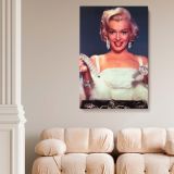 Marilyn Monroe with Diamonds - Smiling Glamour Pose in White Dress Canvas - Image 5