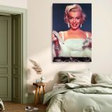 Marilyn Monroe with Diamonds - Smiling Glamour Pose in White Dress Canvas - Image 6