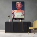 Marilyn Monroe with Diamonds - Smiling Glamour Pose in White Dress Canvas - Image 7