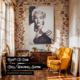Marilyn with Feather Headpiece - Retro Fashion Portrait canvas wall art - Image 3