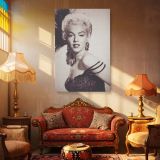 Marilyn with Feather Headpiece - Retro Fashion Portrait canvas wall art - Image 4