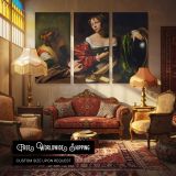 Martha and Mary Magdalene by Caravaggio - multi-panel canvas displayed in a classic lounge