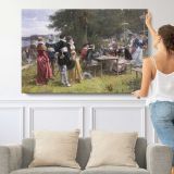 May Day by Adrien Moreau - single-panel canvas shown with a person for scale