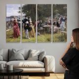 May Day by Adrien Moreau - multi-panel canvas displayed above a sofa