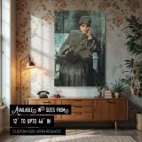 Meditation Portrait by William Merritt Chase - Poised Expression and Blue Room canvas wall art