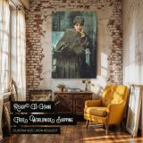 Meditation Portrait by William Merritt Chase - Poised Expression and Blue Room canvas wall art - Image 3