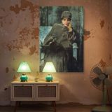 Meditation Portrait by William Merritt Chase - Poised Expression and Blue Room canvas wall art - Image 5