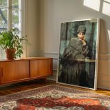 Meditation Portrait by William Merritt Chase - Poised Expression and Blue Room canvas wall art - Image 6