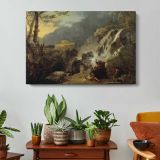 Meleager and Atalanta by Richard Wilson - single-panel canvas displayed above a console table