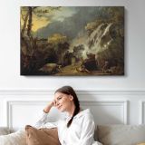 Meleager and Atalanta by Richard Wilson - single-panel canvas displayed above a sofa