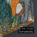 Memory of the Garden at Etten (ladies of Arles) by Vincent Van Gogh - canvas surface and wrapped edge detail